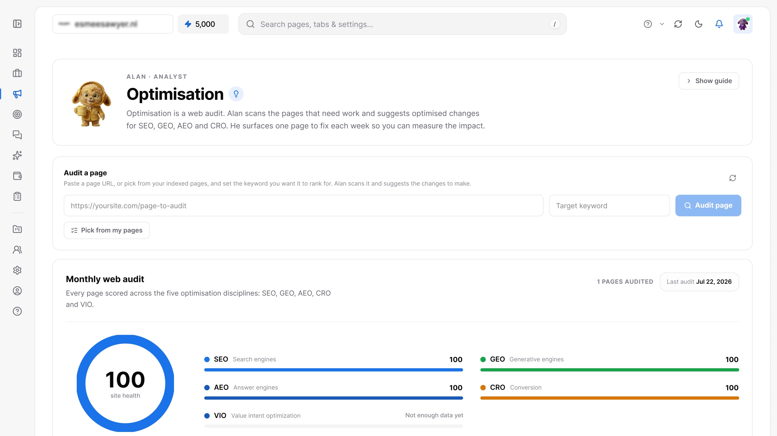 Optimization in the Tryneth dashboard
